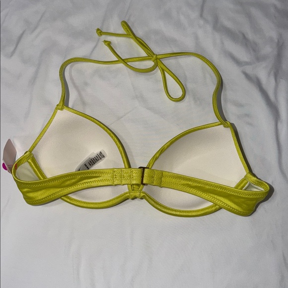 Victoria's Secret Swimwear Bikini Top Push Up Halter Neon Yellow 34B - Picture 3 of 5